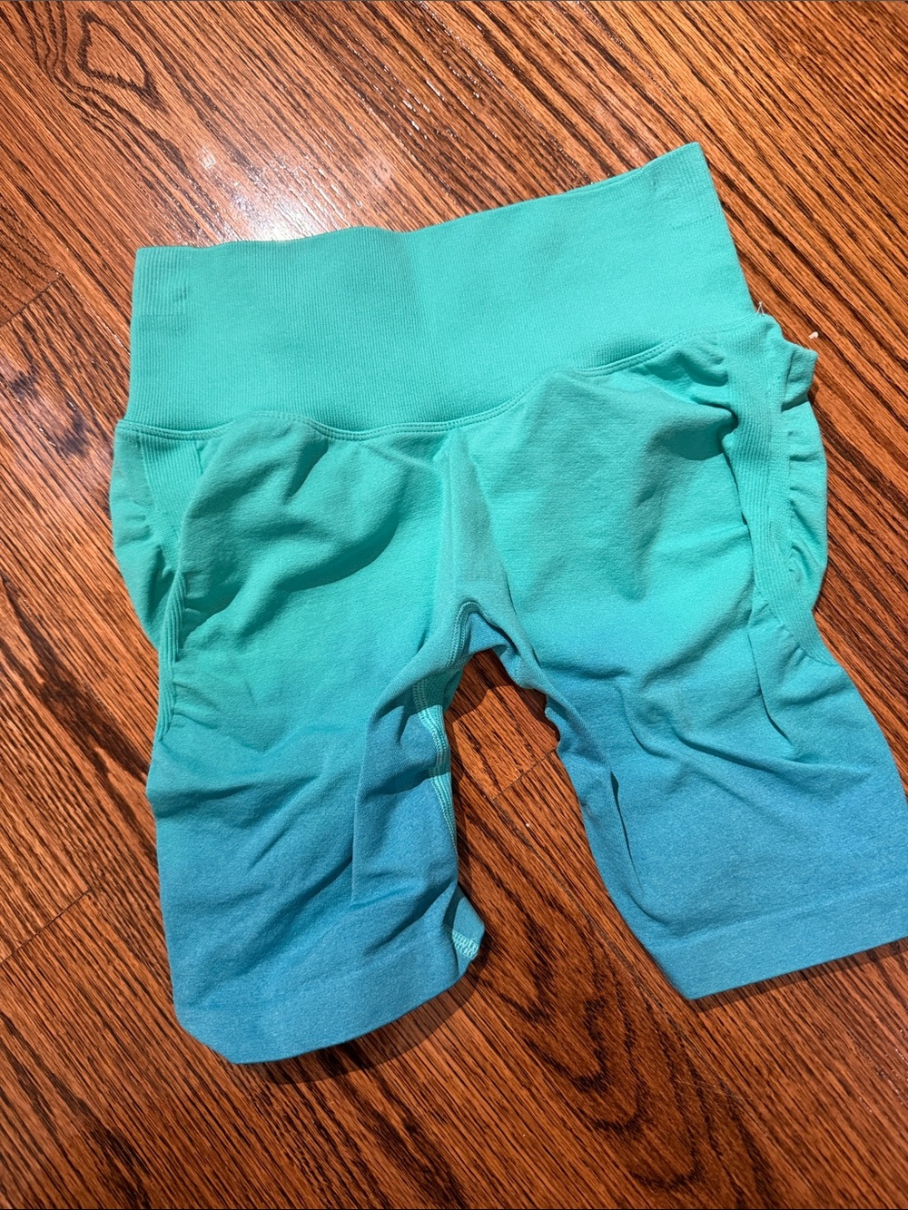 BuffBunny Teal to Blue Ombre Athletic Shorts
